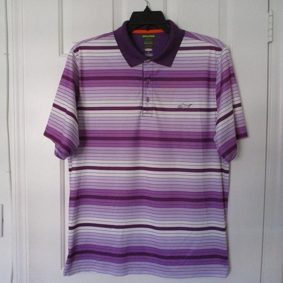 Greg Norman Shark for Tasso Elba Mens S/S Purple Golf Polo Shirt - Large Slim - Picture 2 of 2